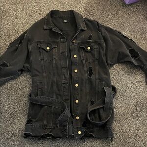 Vici Black Distressed Shirt Jacket